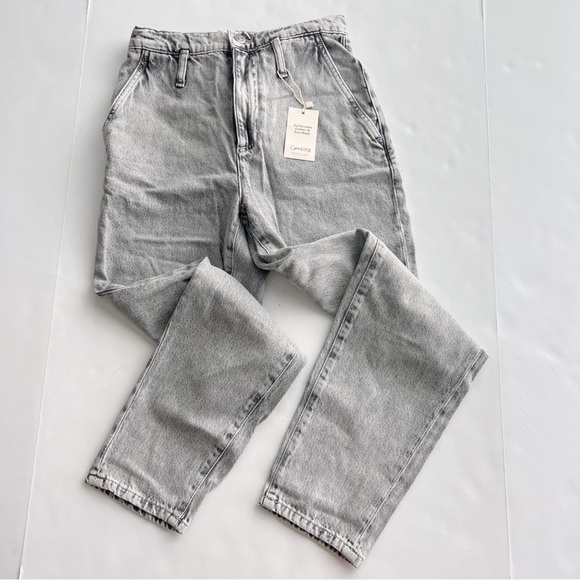 2/25 Mango Denim Jeans High Rise Retro New Gray Wash - Picture 1 of 6